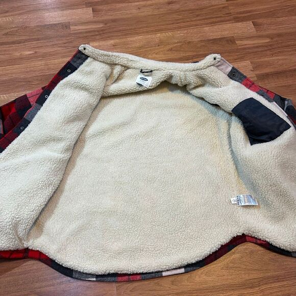 Old Navy Plaid Sherpa-Lined Jacket Red Black White | Men Size Large - Picture 8 of 12